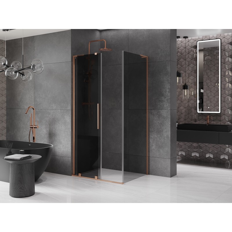 Mexen Velar L cabine de douche coulissante 100 x 85 cm, graphite, cuivre brossé - 871-100-085-43-65