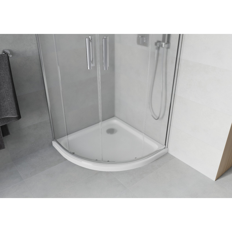 Mexen Rio cabine de douche semi-circulaire 90 x 90 cm, givre, chrome + bac à douche plat, blanc - 863-090-090-01-30-4110