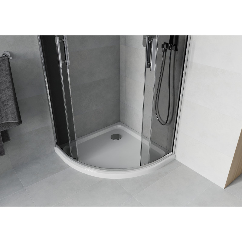 Mexen Rio cabine de douche demi-circulaire 80 x 80 cm, graphite, chrome + receveur plat, blanc - 863-080-080-01-40-4110