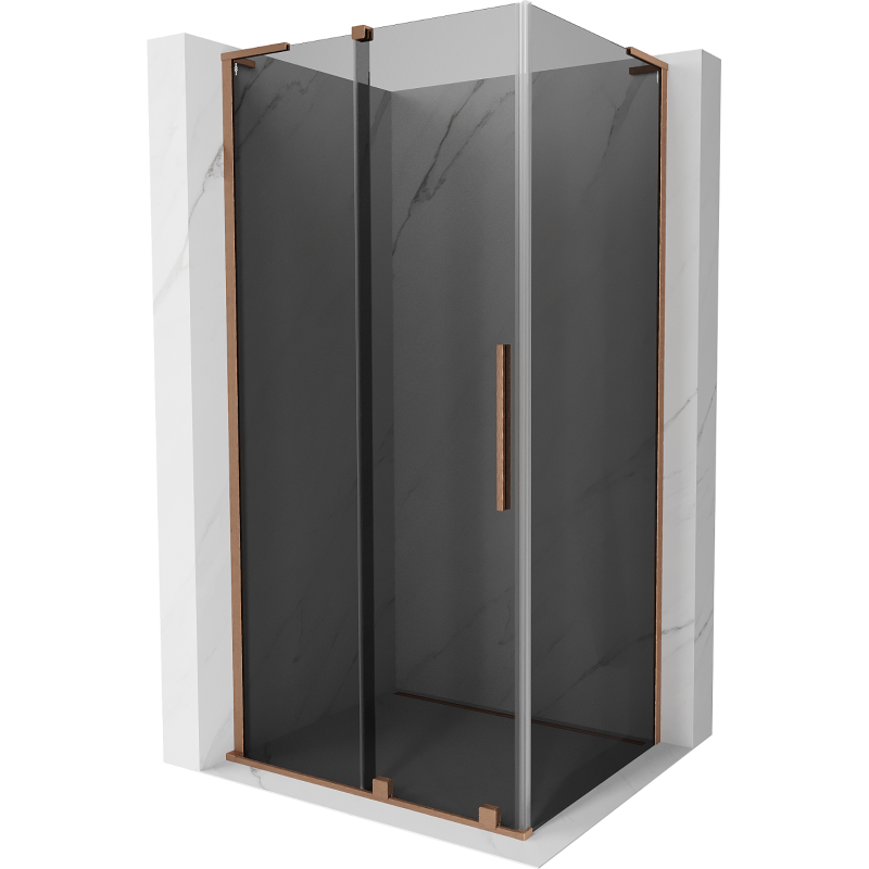 Mexen Velar L cabine de douche coulissante 110 x 100 cm, graphite, cuivre brossé - 871-110-100-43-65