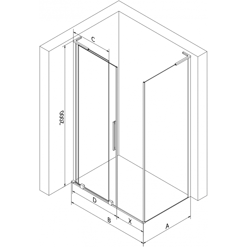 Mexen Velar L cabine de douche coulissante 110 x 80 cm, transparent, nickel brossé - 871-110-080-03-97