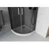 Mexen Rio cabine de douche semi-circulaire 90 x 90 cm, graphite, chrome + receveur Flat, blanc - 863-090-090-01-40-4110