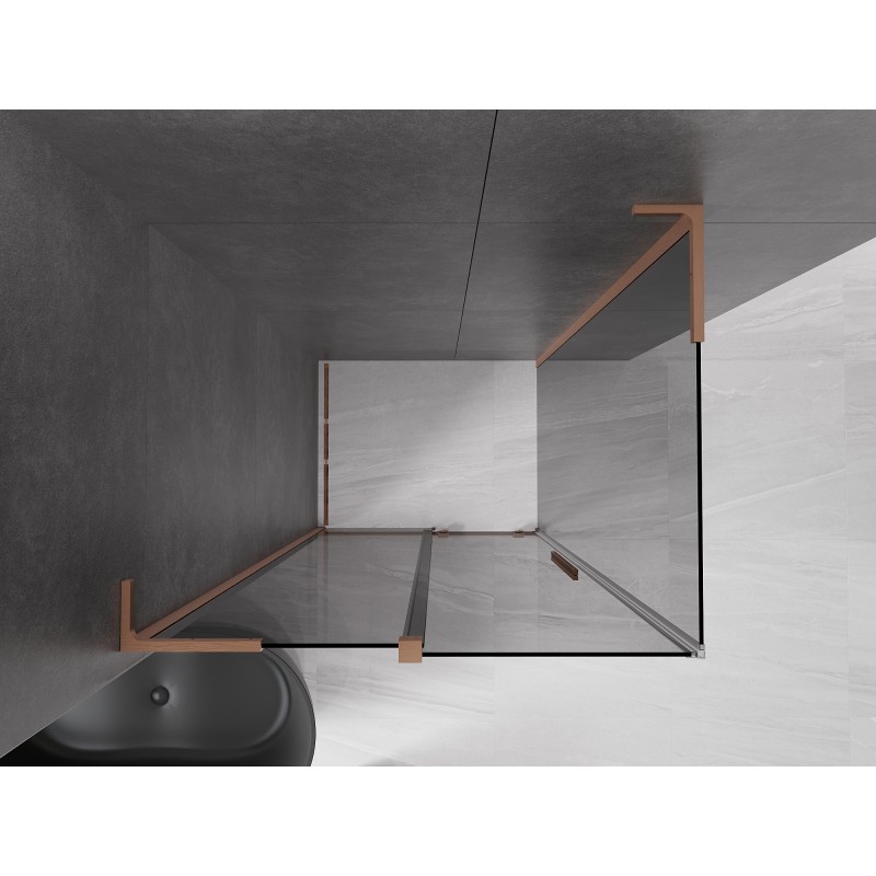 Mexen Velar L cabine de douche coulissante 110 x 90 cm, graphite, cuivre brossé - 871-110-090-43-65