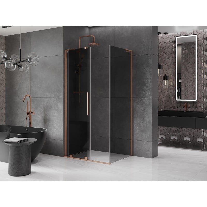 Mexen Velar L cabine de douche coulissante 110 x 100 cm, graphite, cuivre brossé - 871-110-100-43-65