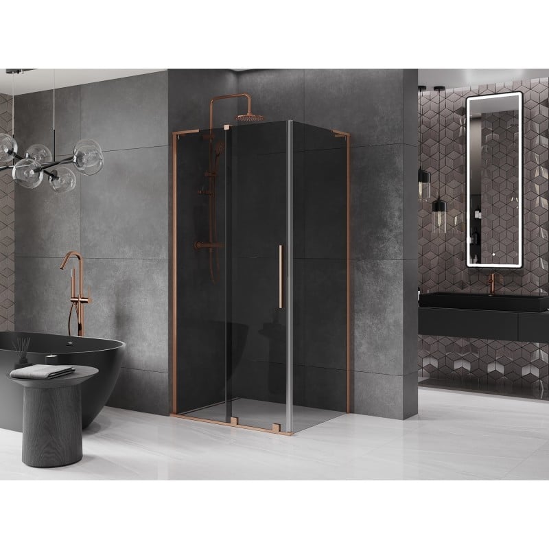 Mexen Velar L cabine de douche coulissante 120 x 110 cm, graphite, cuivre brossé - 871-120-110-43-65