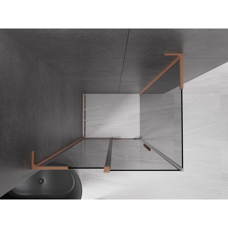 Mexen Velar L cabine de douche coulissante 120 x 110 cm, graphite, cuivre brossé - 871-120-110-43-65