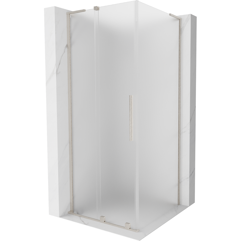 Cabine de douche coulissante Mexen Velar L 90 x 90 cm, givré, nickel brossé - 871-090-090-33-97