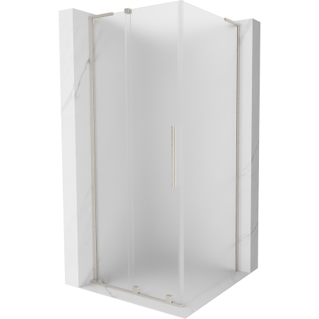 Cabine de douche coulissante Mexen Velar L 90 x 90 cm, givré, nickel brossé - 871-090-090-33-97