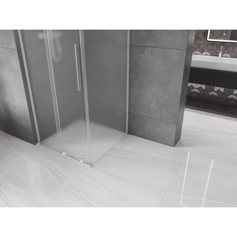 Mexen Velar L cabine de douche coulissante 100 x 100 cm, givre, nickel brossé - 871-100-100-33-97