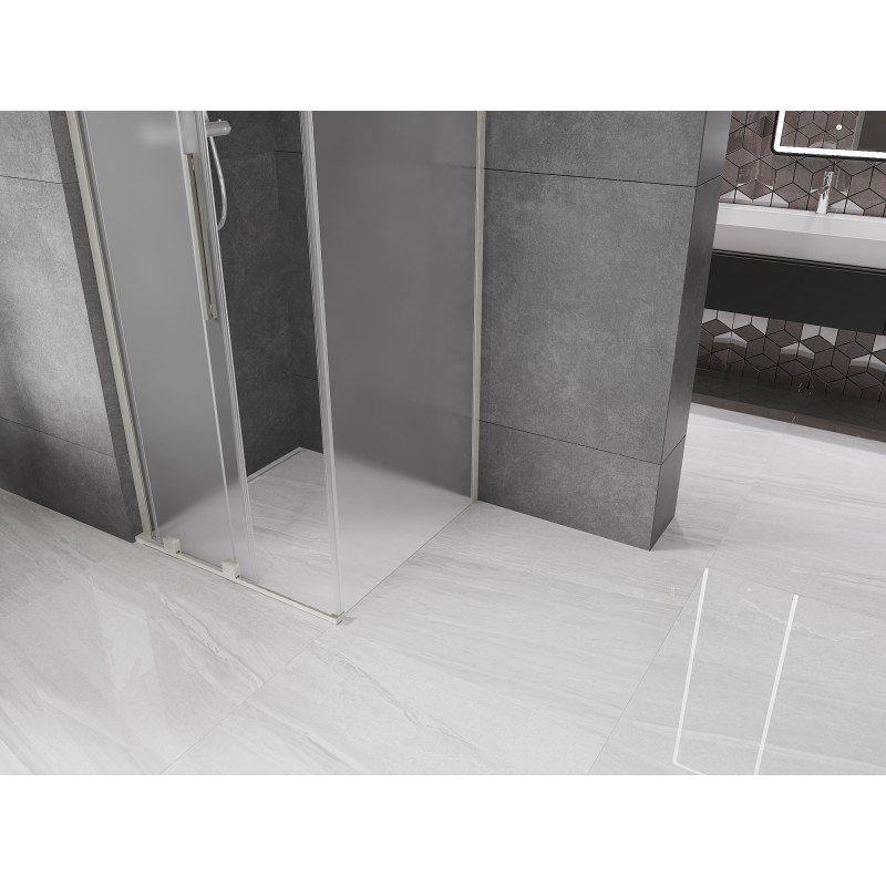 Mexen Velar L cabine de douche coulissante 100 x 100 cm, givre, nickel brossé - 871-100-100-33-97