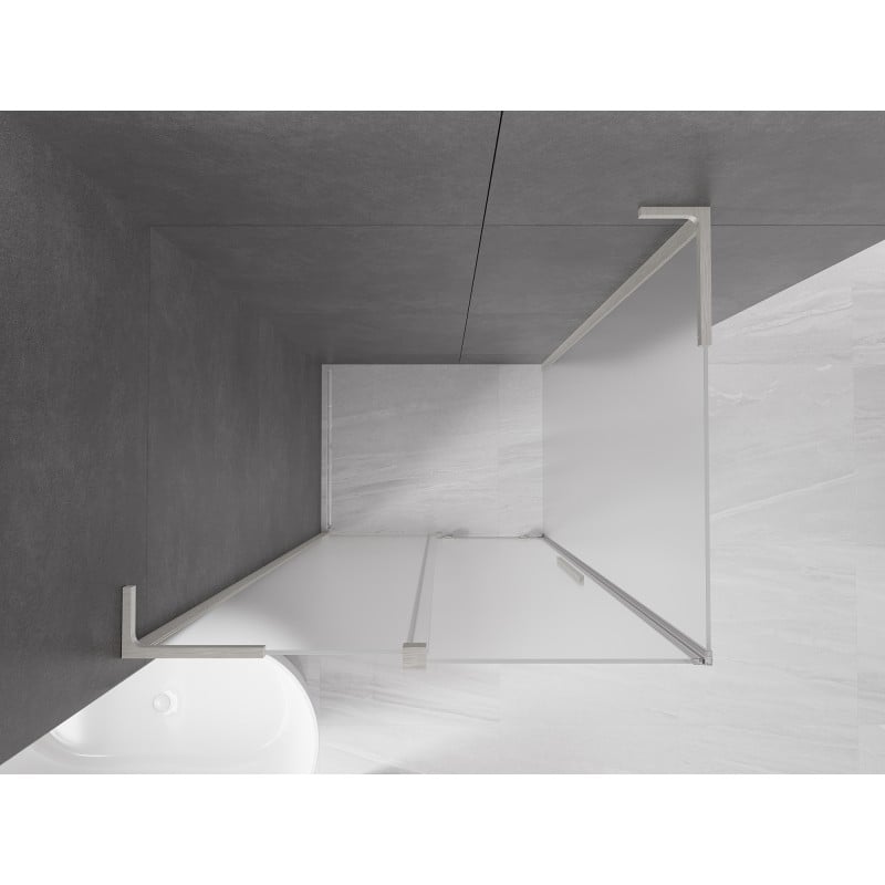 Mexen Velar L cabine de douche coulissante 90 x 70 cm, givre, nickel brossé - 871-090-070-33-97
