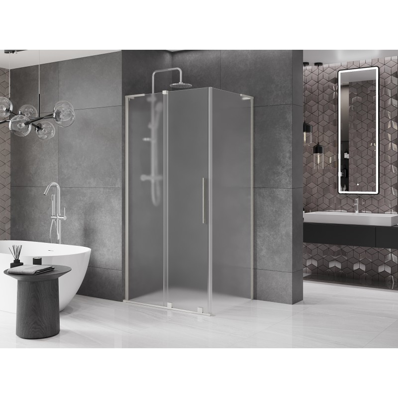 Mexen Velar L cabine de douche coulissante 100 x 90 cm, givre, nickel brossé - 871-100-090-33-97