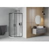Mexen Rio cabine de douche semi-circulaire 90 x 90 cm, transparente, noire + receveur Flat, blanc - 863-090-090-70-00-4110B