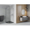Mexen Rio cabine de douche semi-circulaire 90 x 90 cm, transparent, chrome + receveur Flat, noir - 863-090-090-01-00-4170