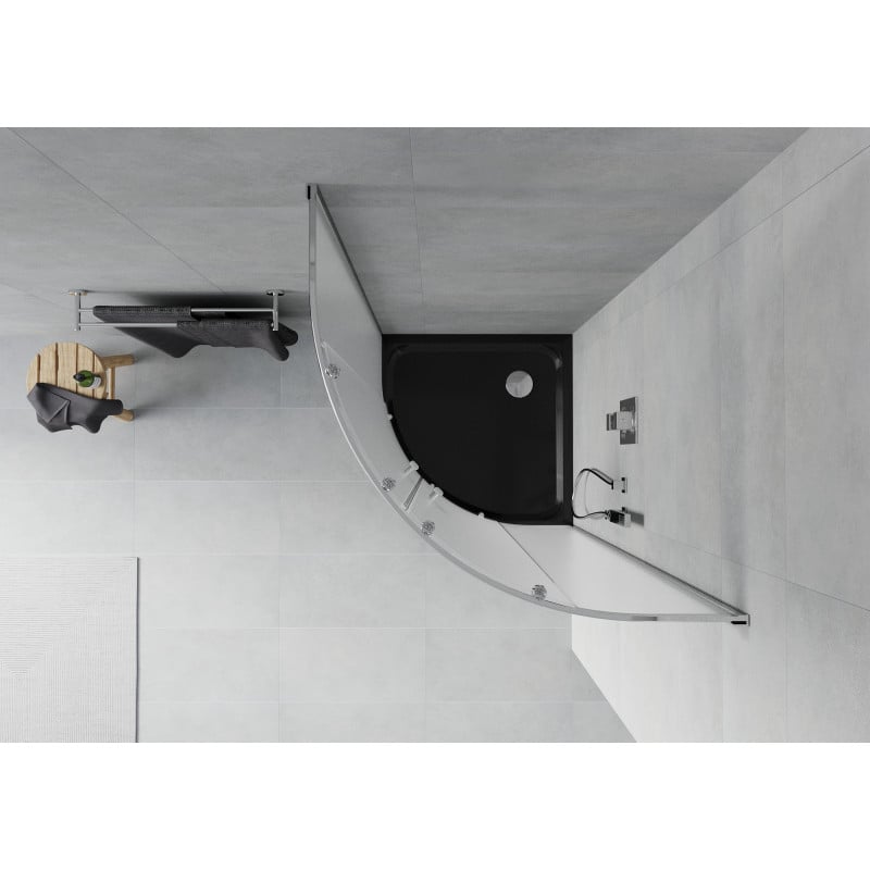 Mexen Rio cabine de douche semi-circulaire 80 x 80 cm, givre, chrome + receveur plat, noir - 863-080-080-01-30-4170
