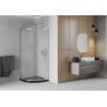 Mexen Rio cabine de douche semi-circulaire 80 x 80 cm, givré, chrome + receveur plat, noir - 863-080-080-01-30-4170