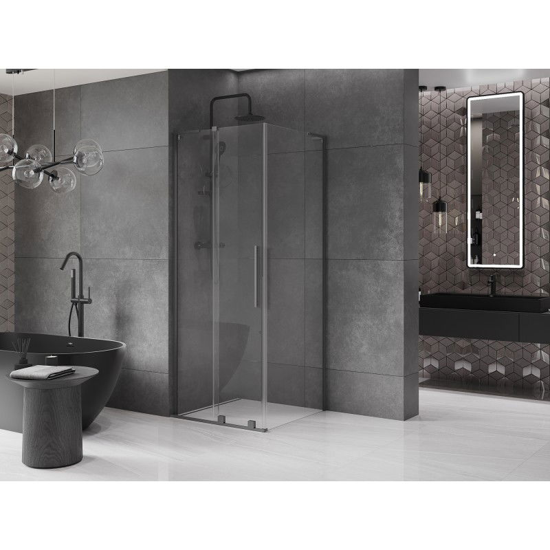 Mexen Velar L cabine de douche coulissante 110 x 110 cm, transparent, gun metal - 871-110-110-03-95