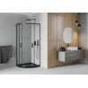 Mexen Rio cabine de douche semi-circulaire 80 x 80 cm, transparente, noire + receveur Flat, noir - 863-080-080-70-00-4170B