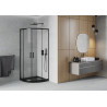 Mexen Rio cabine de douche semi-circulaire 90 x 90 cm, transparente, noire + receveur Flat, noir - 863-090-090-70-00-4170B