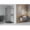 Mexen Rio cabine de douche demi-circulaire 90 x 90 cm, transparent, noir + receveur Flat, noir - 863-090-090-70-00-4170B