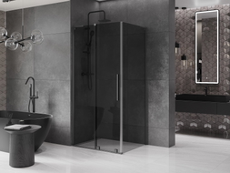 Mexen Velar L cabine de douche coulissante 120 x 110 cm, graphite, métal canon - 871-120-110-43-95