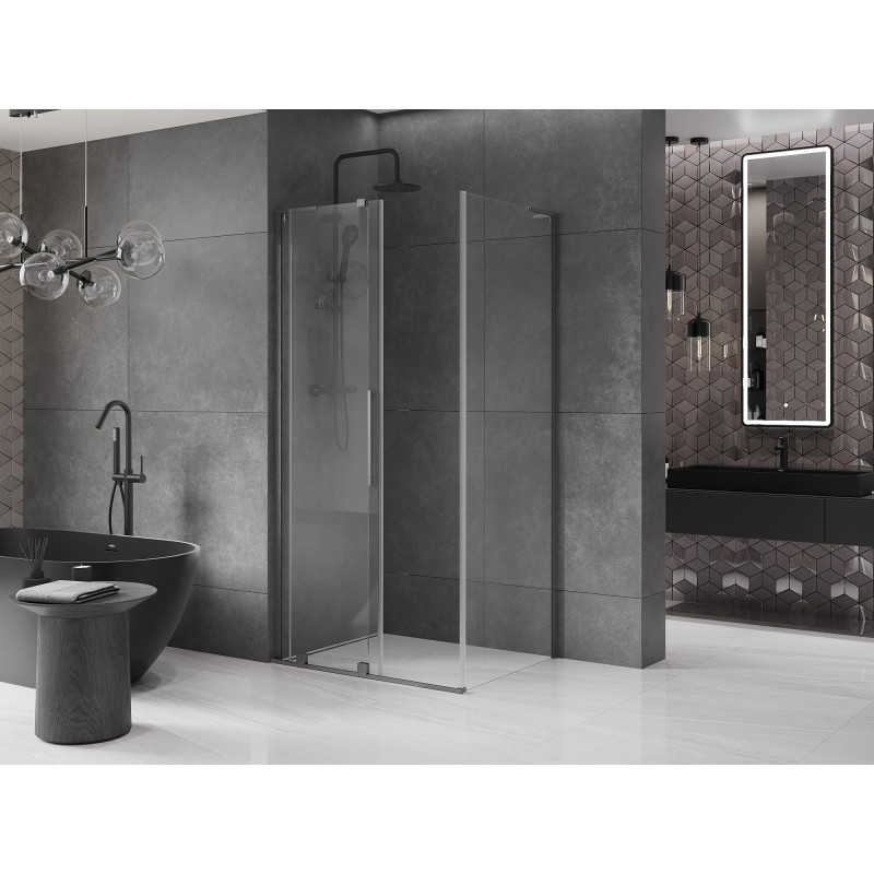 Mexen Velar L cabine de douche coulissante 90 x 75 cm, transparent, gris canon brossé - 871-090-075-03-66