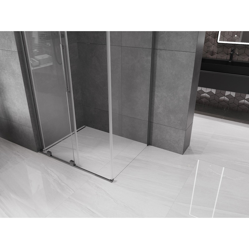 Mexen Velar L cabine de douche coulissante 90 x 75 cm, transparent, gris canon brossé - 871-090-075-03-66