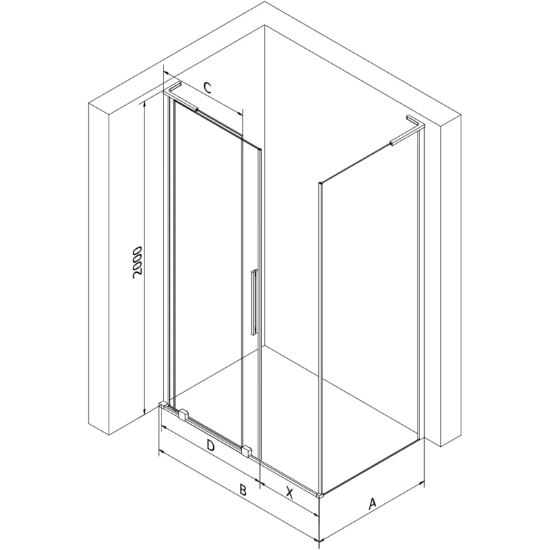 Mexen Velar L cabine de douche coulissante 90 x 75 cm, transparent, gris canon brossé - 871-090-075-03-66