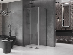 Cabine de douche coulissante Mexen Velar L 100 x 80 cm, transparent, gris canon brossé - 871-100-080-03-66