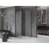 Cabine de douche coulissante Mexen Velar L 110 x 75 cm, givrée, gris canon brossé - 871-110-075-33-66