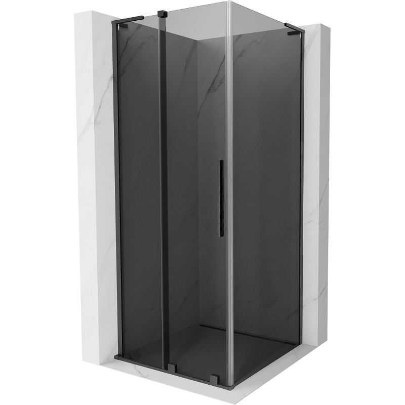 Cabine de douche coulissante Mexen Velar L 90 x 90 cm, graphite, gris canon brossé - 871-090-090-43-66