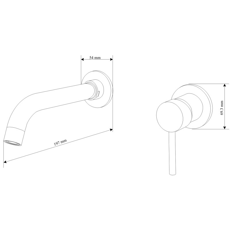 Mexen Alma robinet de lavabo encastré, gun gray brossé - 75015-66