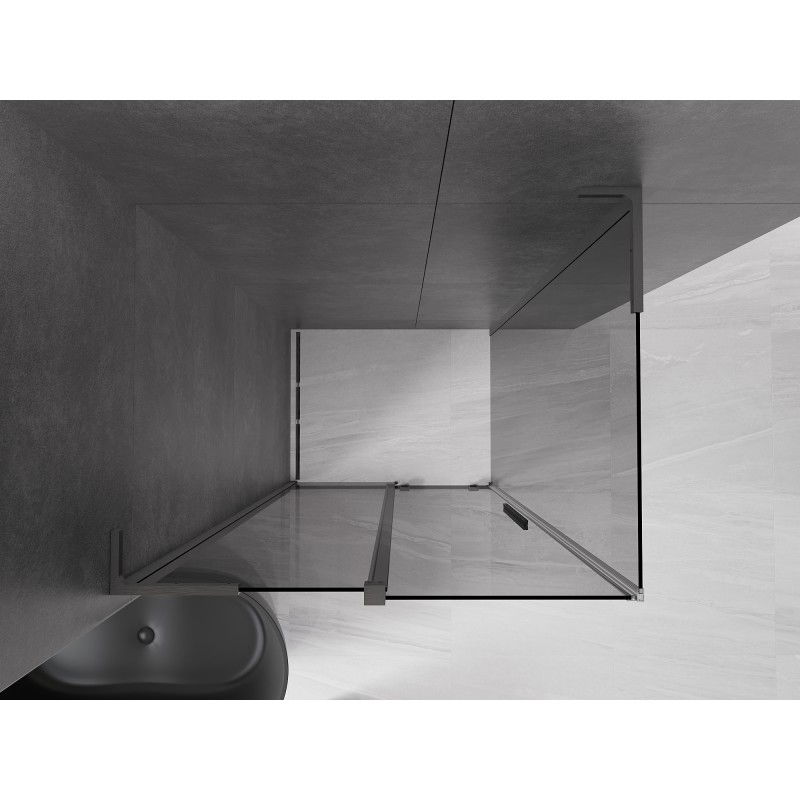 Mexen Velar L cabine de douche coulissante 90 x 75 cm, graphite, gun gray brossé - 871-090-075-43-66