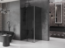 Mexen Velar L cabine de douche coulissante 90 x 100 cm, graphite, gris métallisé brossé - 871-090-100-43-66