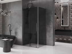 Mexen Velar L cabine de douche coulissante 120 x 100 cm, graphite, gun gray brossé - 871-120-100-43-66