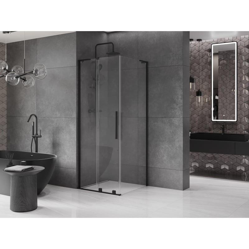 Mexen Velar L cabine de douche coulissante 110 x 110 cm, transparent, noir - 871-110-110-03-70