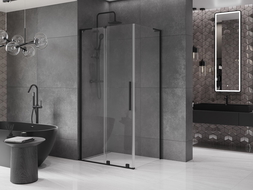Cabine de douche coulissante Mexen Velar L 100 x 80 cm, transparent, noir - 871-100-080-03-70