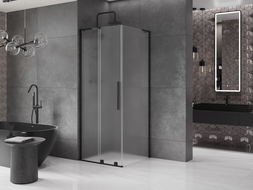 Cabine de douche coulissante Mexen Velar L 90 x 90 cm, givrée, noire - 871-090-090-33-70