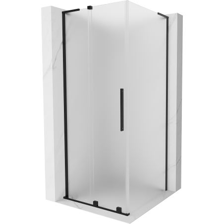 Mexen Velar L cabine de douche coulissante 100 x 100 cm, givrée, noire - 871-100-100-33-70