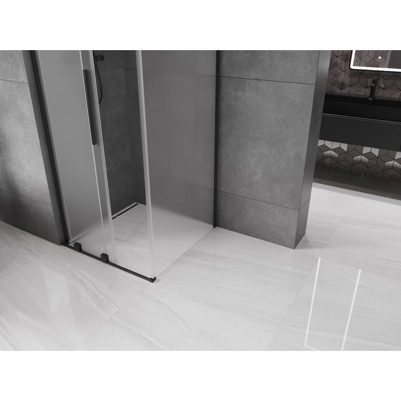 Mexen Velar L cabine de douche coulissante 110 x 110 cm, givrée, noire - 871-110-110-33-70