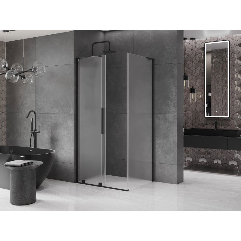 Mexen Velar L cabine de douche coulissante 100 x 80 cm, givrée, noire - 871-100-080-33-70