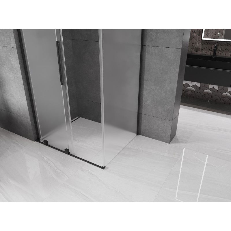 Mexen Velar L cabine de douche coulissante 90 x 100 cm, givrée, noire - 871-090-100-33-70