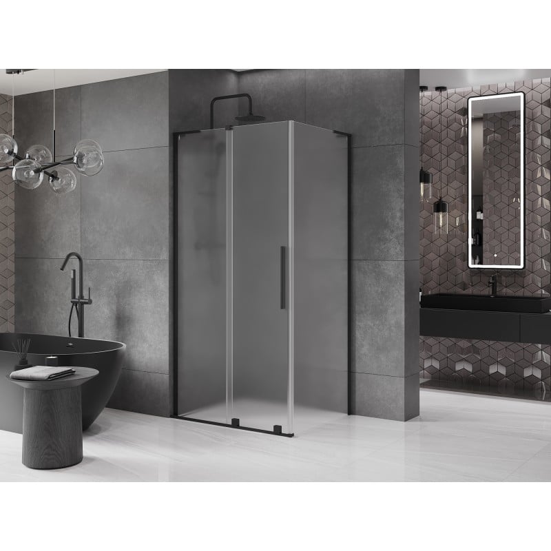 Mexen Velar L cabine de douche coulissante 100 x 120 cm, givrée, noire - 871-100-120-33-70