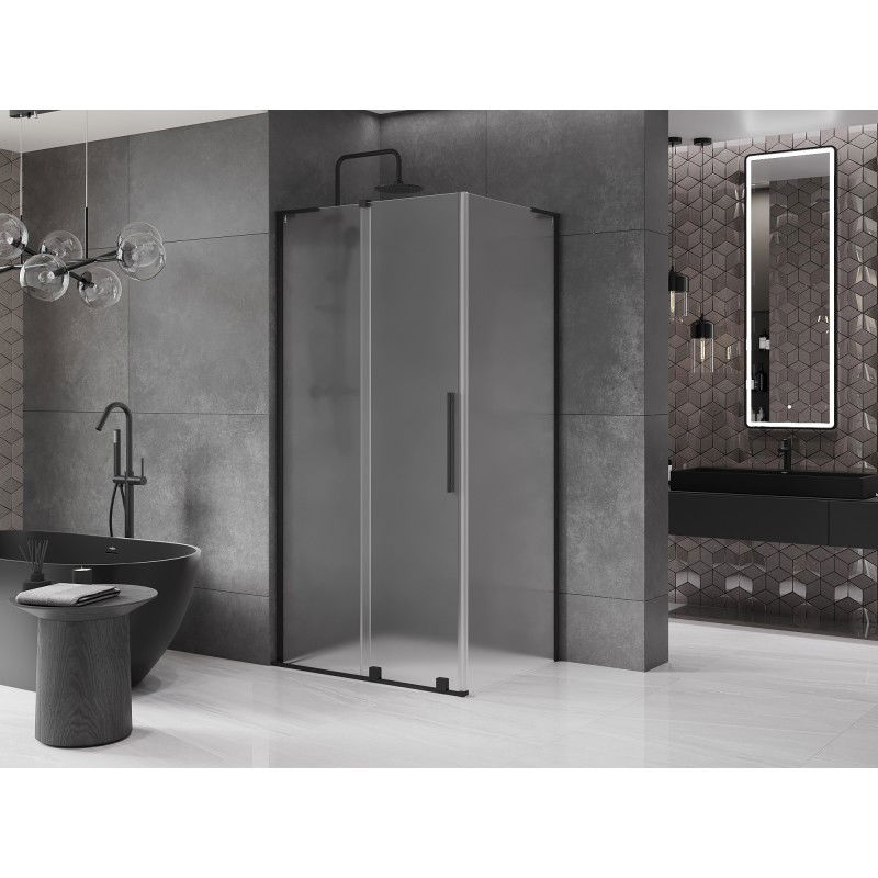 Mexen Velar L cabine de douche coulissante 110 x 70 cm, givré, noir - 871-110-070-33-70