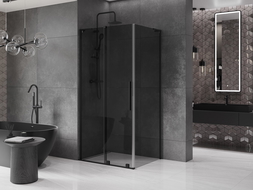 Mexen Velar L cabine de douche coulissante 100 x 90 cm, graphite, noir - 871-100-090-43-70
