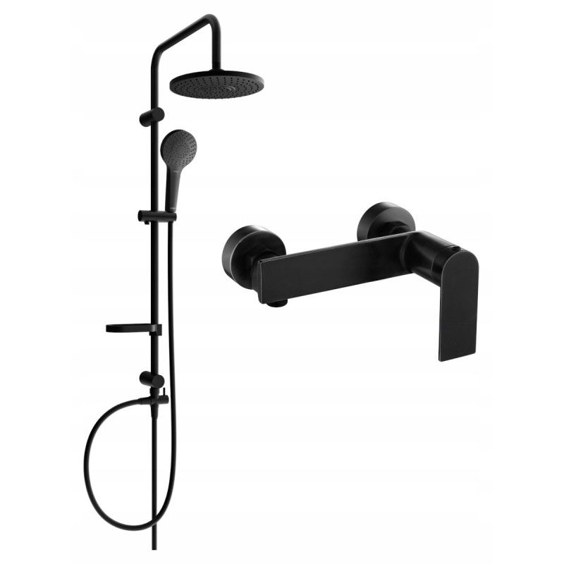 Mexen Erik ensemble de douche en saillie avec pomme de douche et robinet de douche Zero, noir - 71140205-70