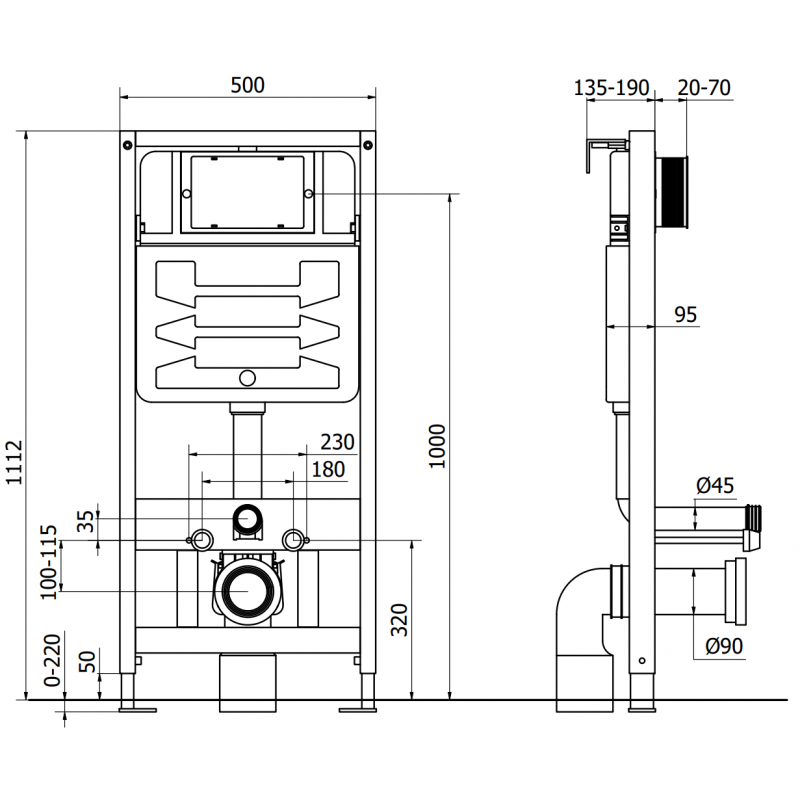 Mexen Fenix Slim cadre encastré pour WC - 60100