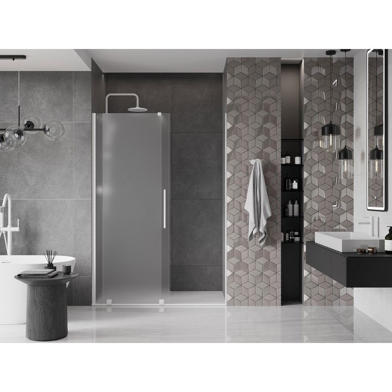 Mexen Velar porte de douche coulissante 130 cm, givrée, blanche - 871-130-000-31-20