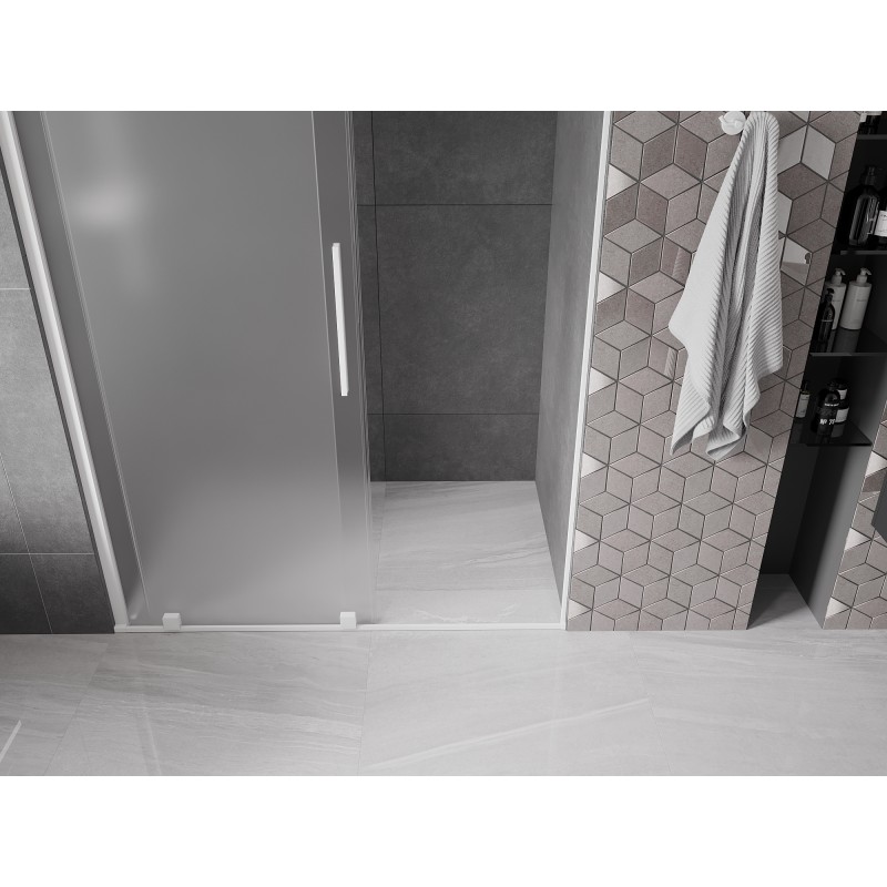 Mexen Velar porte de douche coulissante 160 cm, givré, blanc - 871-160-000-31-20