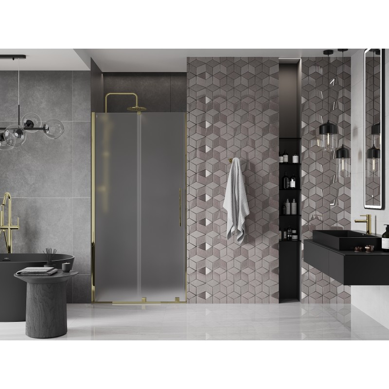 Mexen Velar porte de douche coulissante 90 cm, givré, or - 871-090-000-31-50